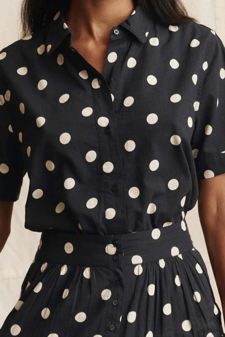 The Great Polka Dot Button Up Messenger Top | Shop Eleanor - Women's Apparel