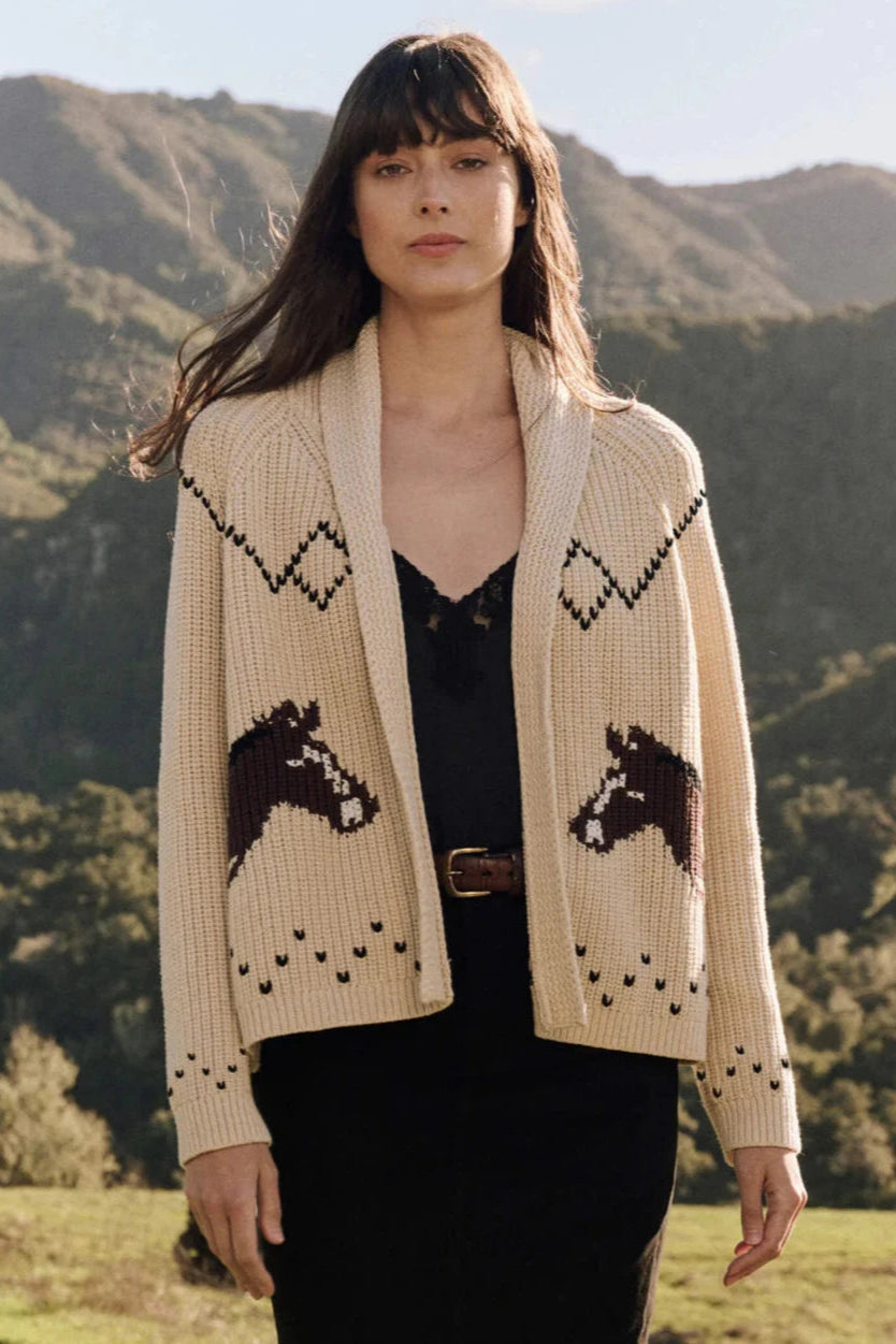 The Great Western Inspired Horse Lodge Cardigan in Cream | Shop Eleanor