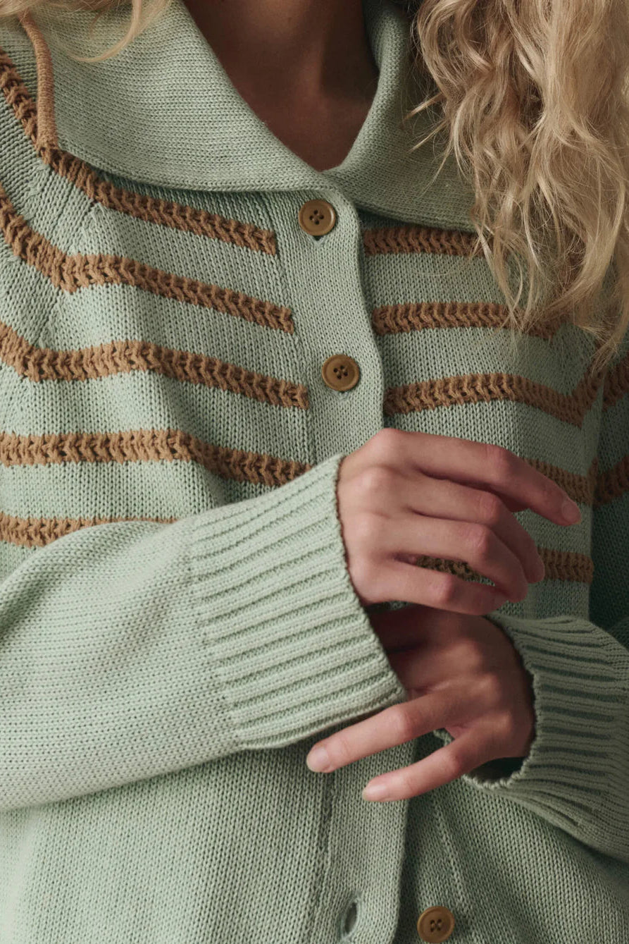 The Great Scholar Cardigan with Crochet in Seafoam | Shop Eleanor