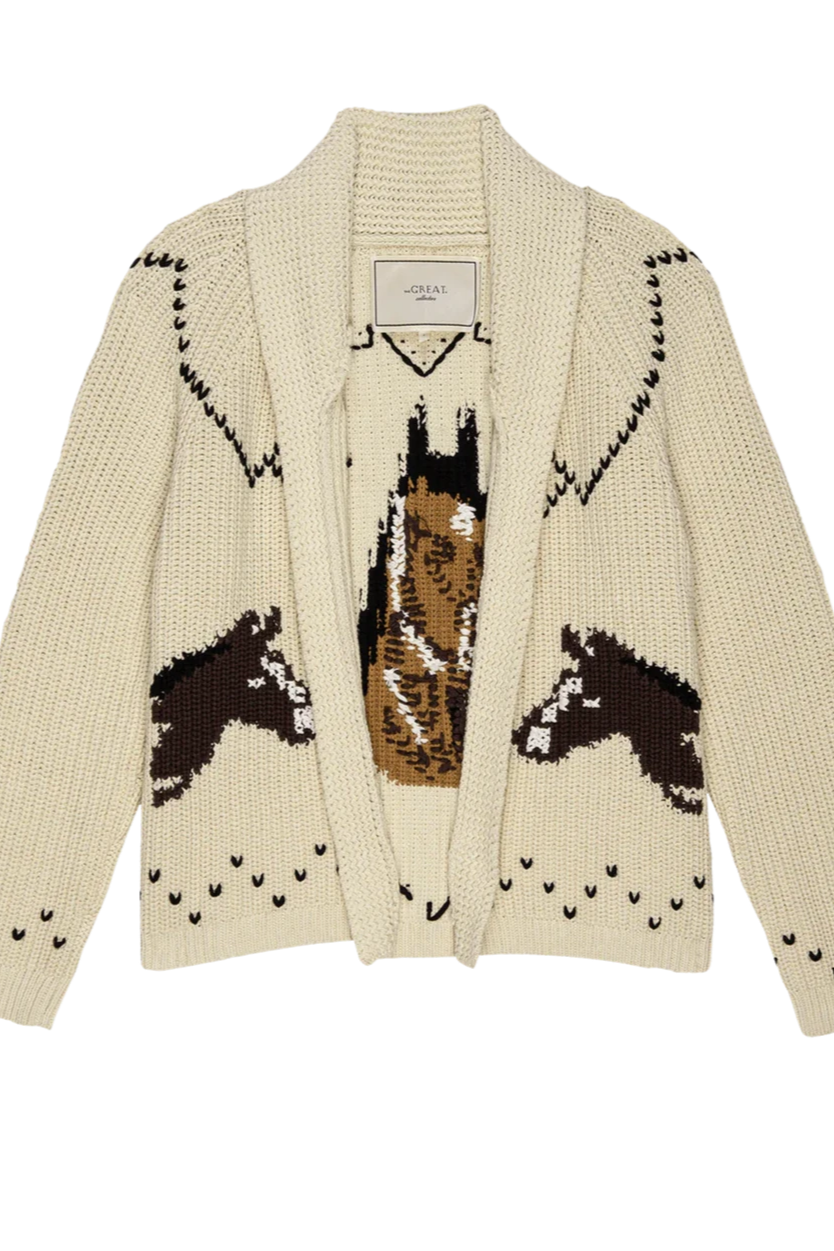 The Great Western Horse Lodge Collared Cardigan in Cream | Shop Eleanor