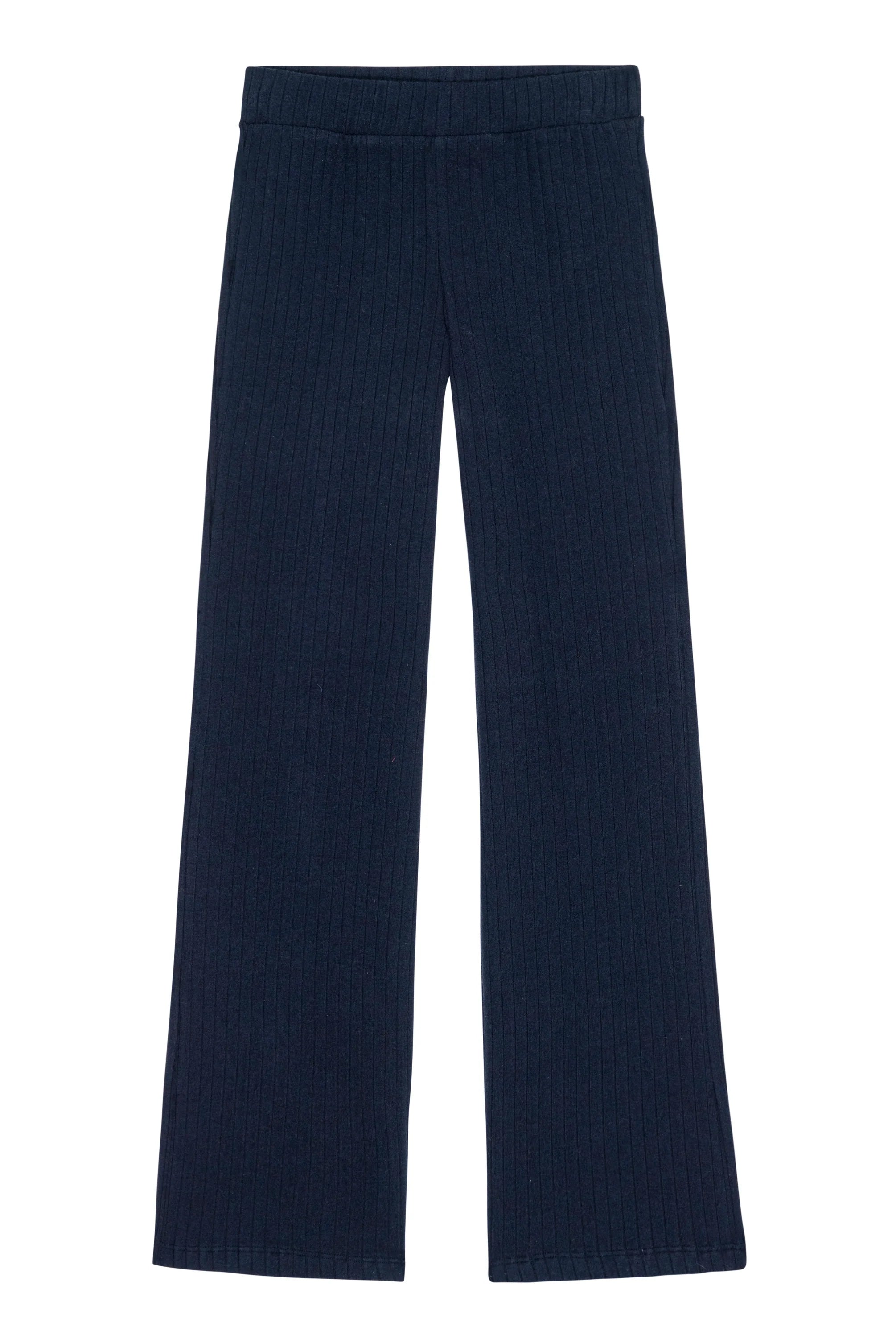 Donni Sweater Rib Simple Wide Leg Flare Pant in Navy | Shop Eleanor - Women's Apparel Boutique