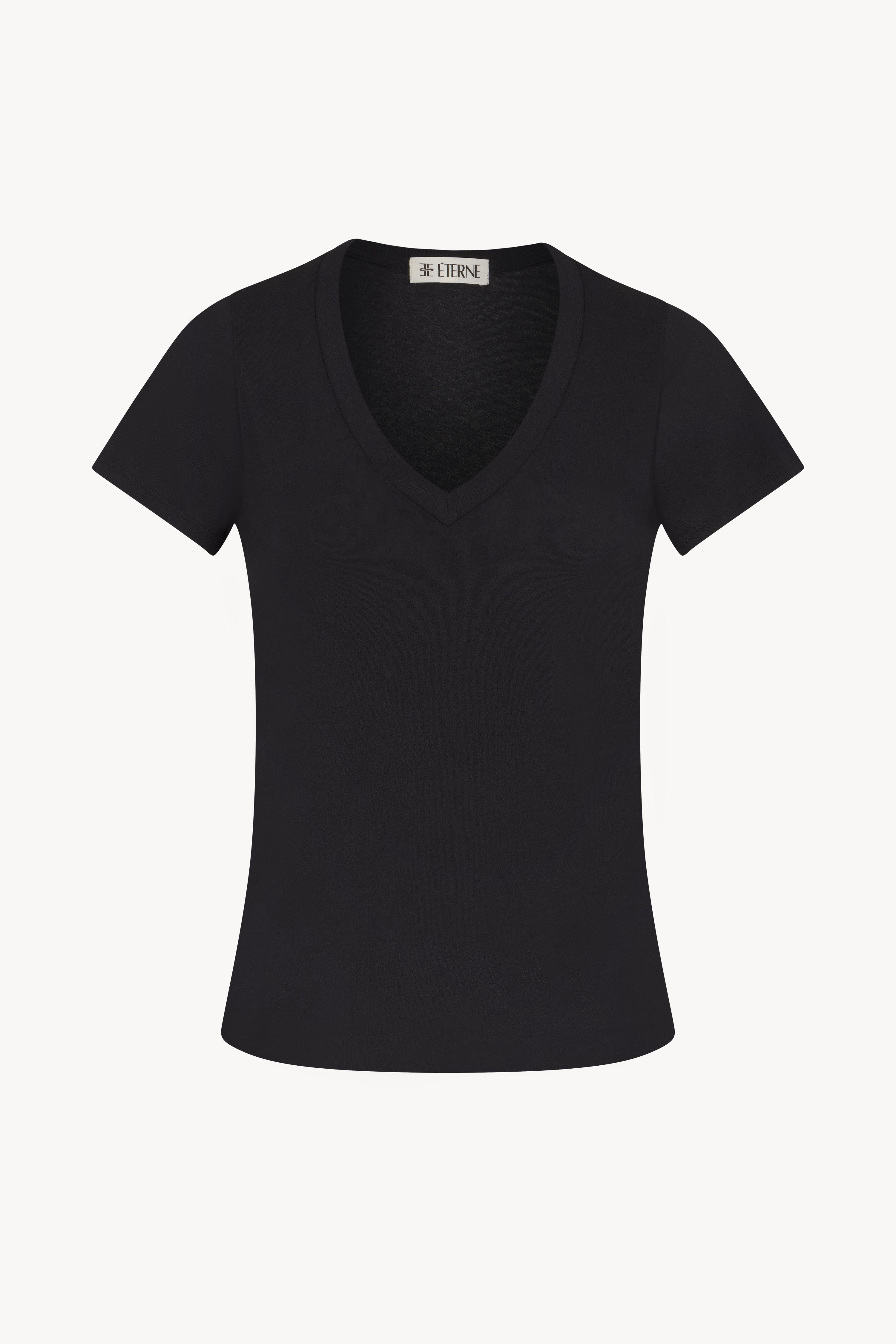 Eterne Chloe V Neck Tee in Black | Shop Eleanor