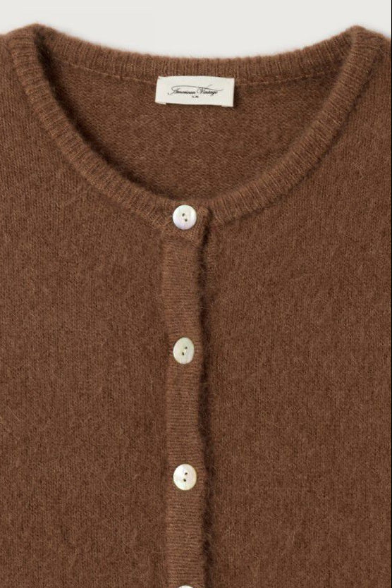 American Vintage Vito Cardigan in Chocolate | Shop Eleanor - Women's Luxury Sweaters