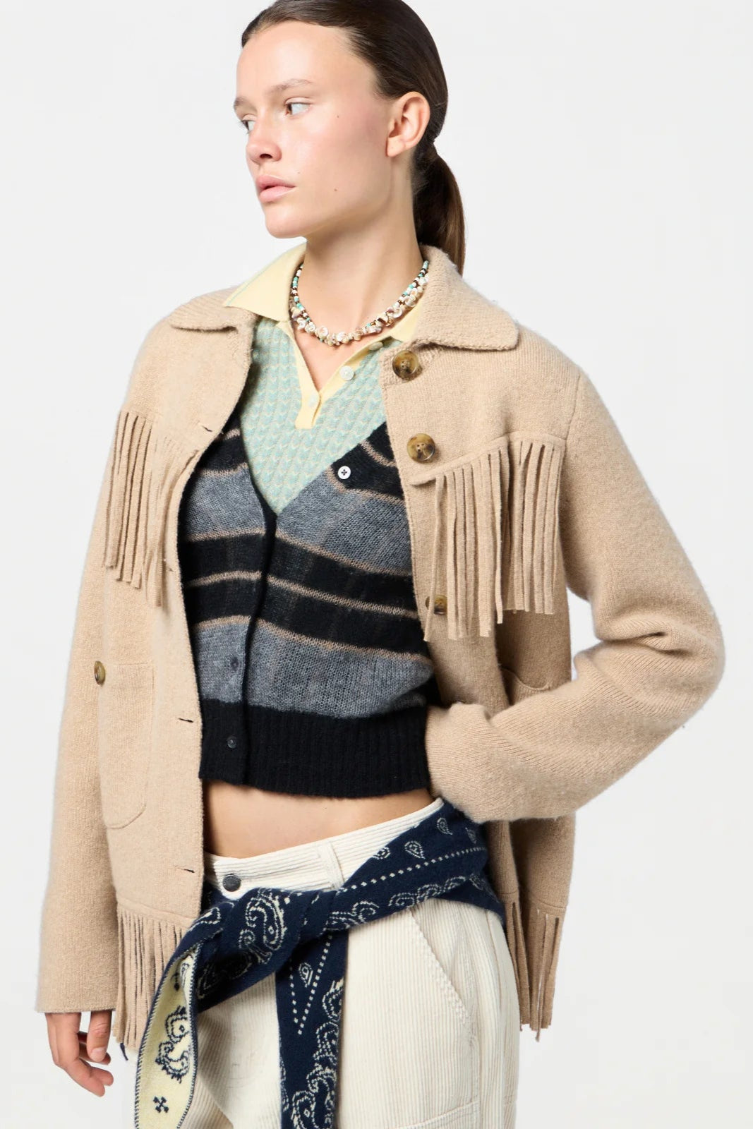 Guest in Residence Western Fringe Jacket in Beige | Shop Eleanor - Women's Designer Clothing Boutique 