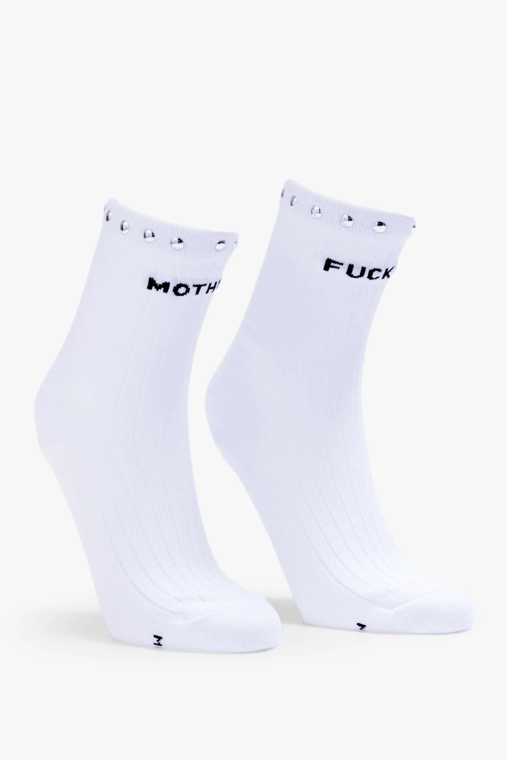Mother Denim Half Step Socks in White Studded | Shop Eleanor
