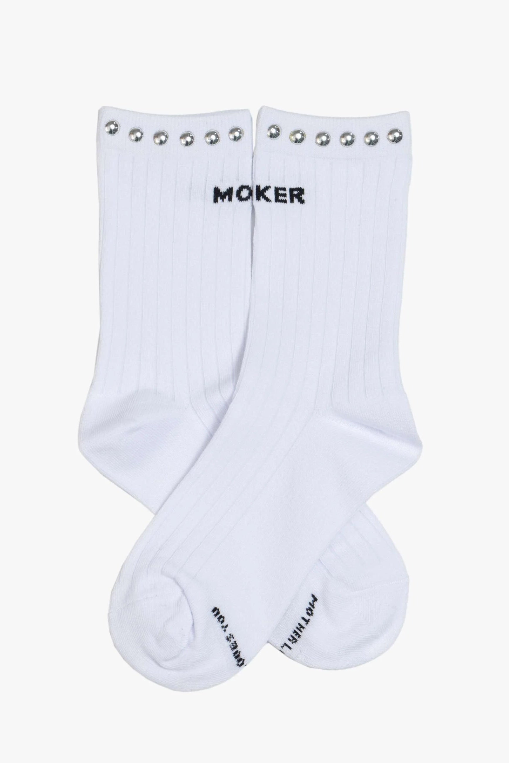 Mother Denim Half Step Socks in White Studded | Shop Eleanor located in Louisville