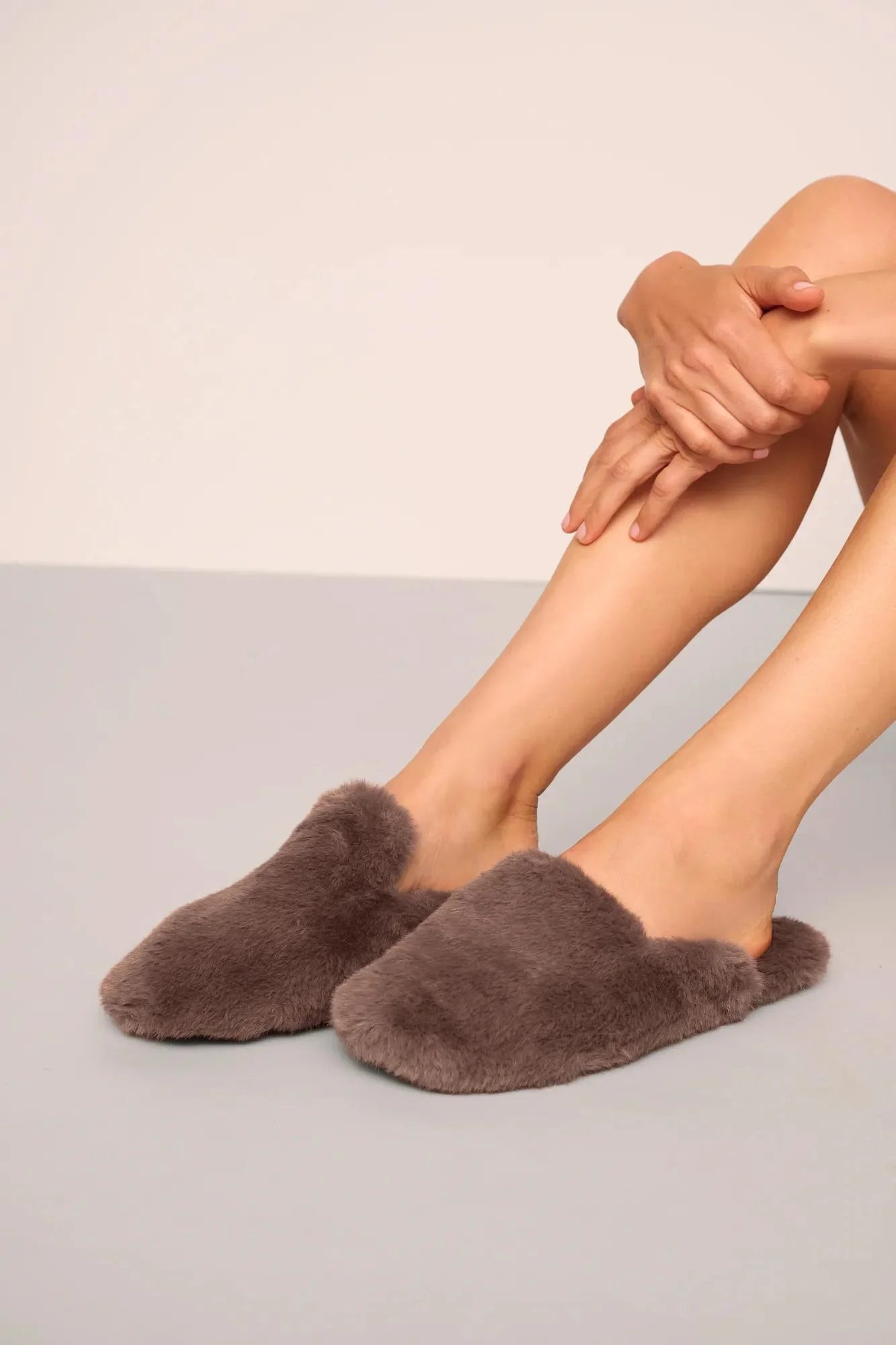 Eberjey Fuzzy Plush Slipper in Deep Taupe | Shop Eleanor - Women's Slippers