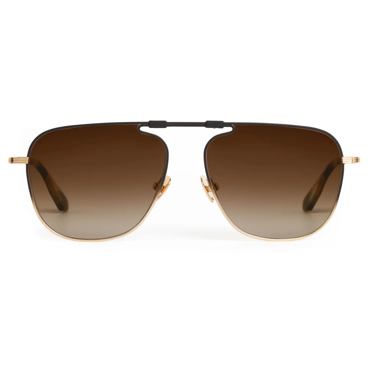 Krewe Zander Fold Sunglasses in 18K Matte Black Fade | Shop  display picture 1