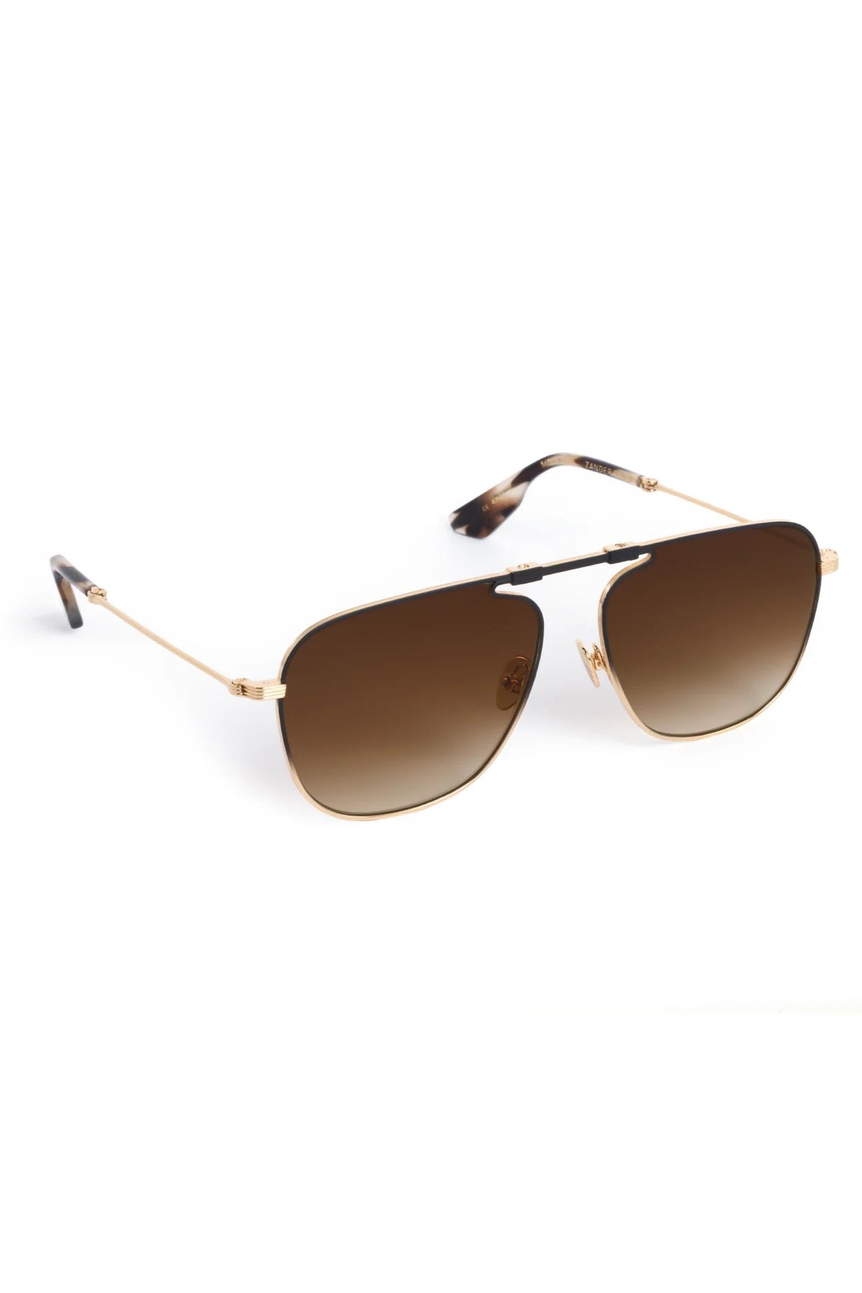 Krewe Zander Fold Sunglasses in 18K Matte Black Fade | Shop Eleanor