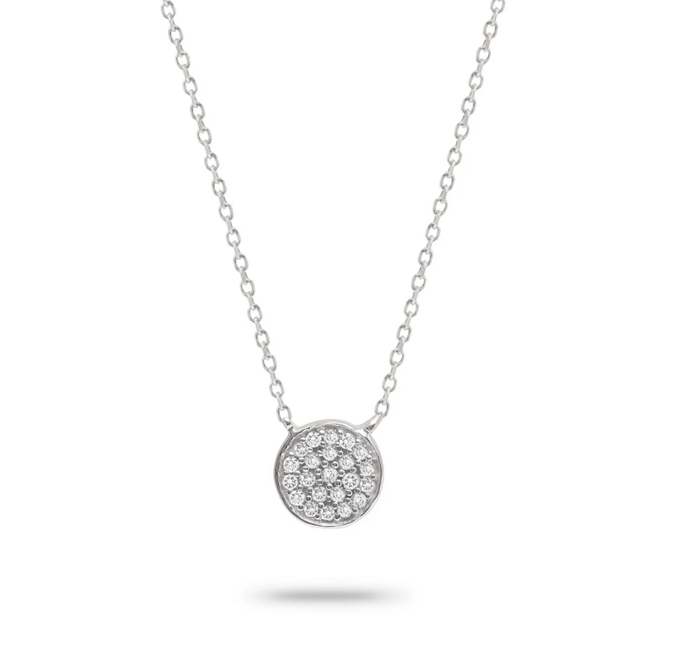 Solid Pave Disc Necklace