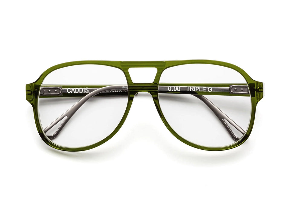 The CADDIS Eyewear Triple G  Frames in Heritage Green | Shop Eleanor