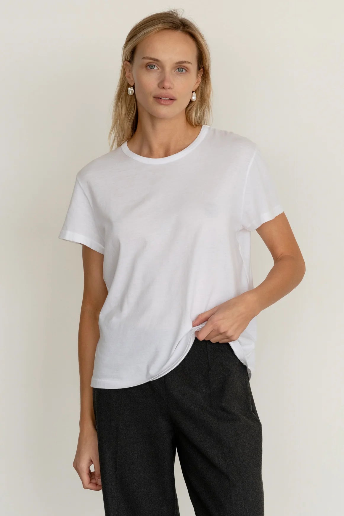 Donni Jersey Tee in Powder | Shop Eleanor - Women's Elevated Basic
