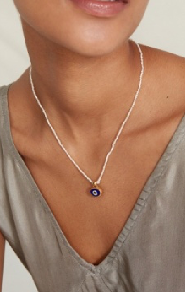 White Pearl Evil Eye Blue