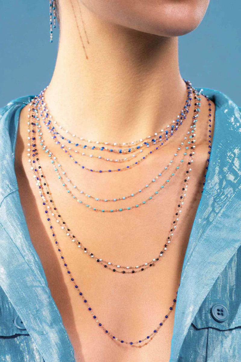 Classic Gigi Necklace Rose Gold 19.7" Baby Blue | Shop Eleanor