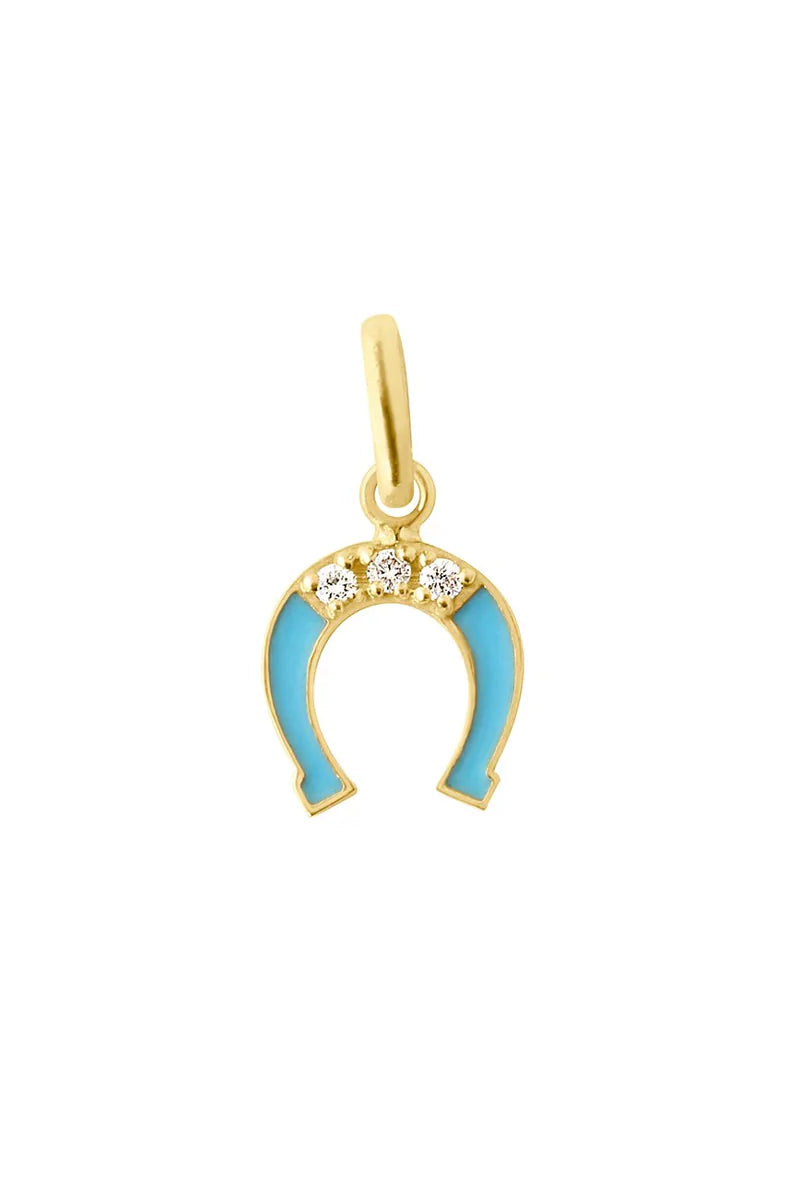 Gigi Resin Horse Shoe Diamond Pendant in Turquoise | Shop Eleanor
