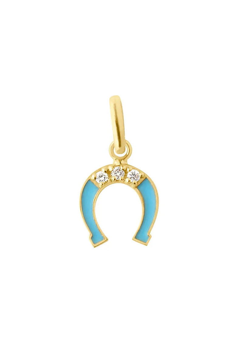  Gigi Clozeau Horseshoe 3 Diamond Pendant in Turquoise | Shop Eleanor