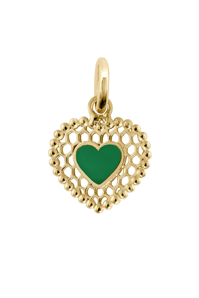 Gigi Lace Heart Pendant in Emerald | Shop Eleanor