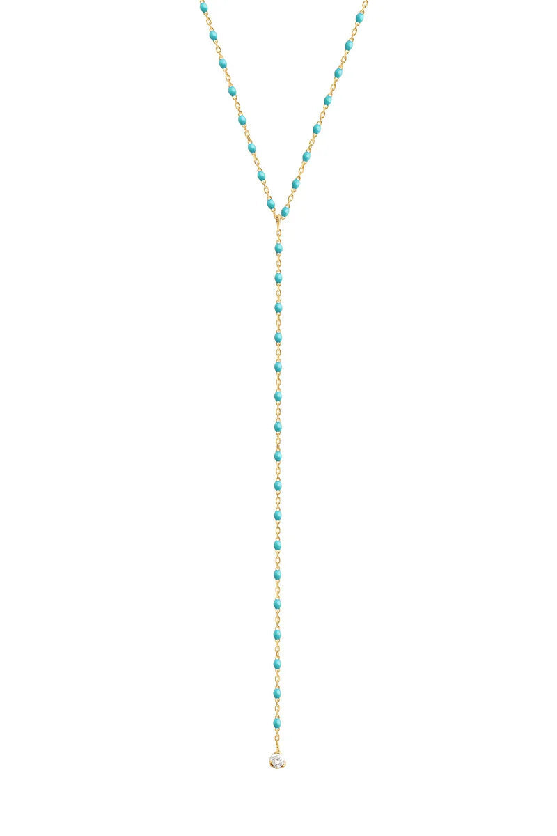 Mini Gigi Party Y Necklace in Turquoise Green | Shop Eleanor