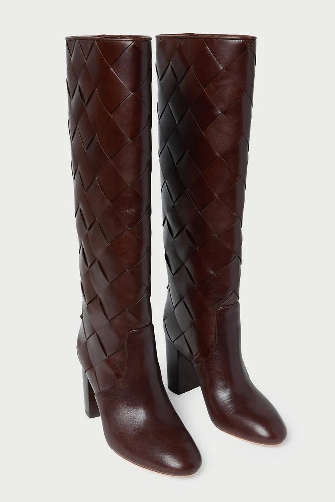 Loeffler Randall Goldy Woven Tall Boot in Espresso | Shop Eleanor