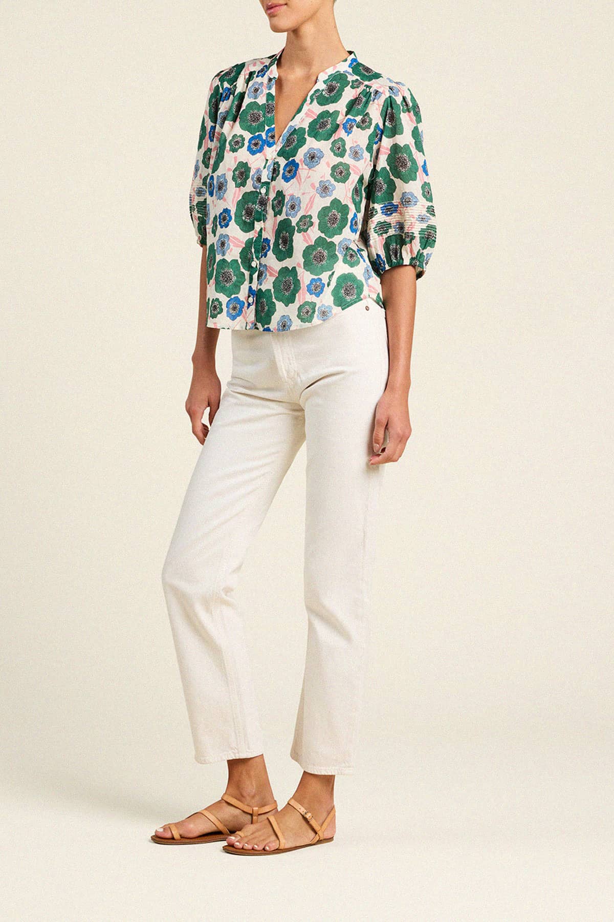 Trovata Loren Floral Print Blouse in Greenhouse | Shop Eleanor - Colorado Boutique
