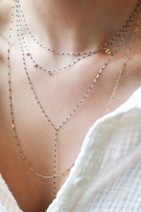 Mini Gigi Party Y Necklace in Lapis - 19.7" | Shop Eleanor