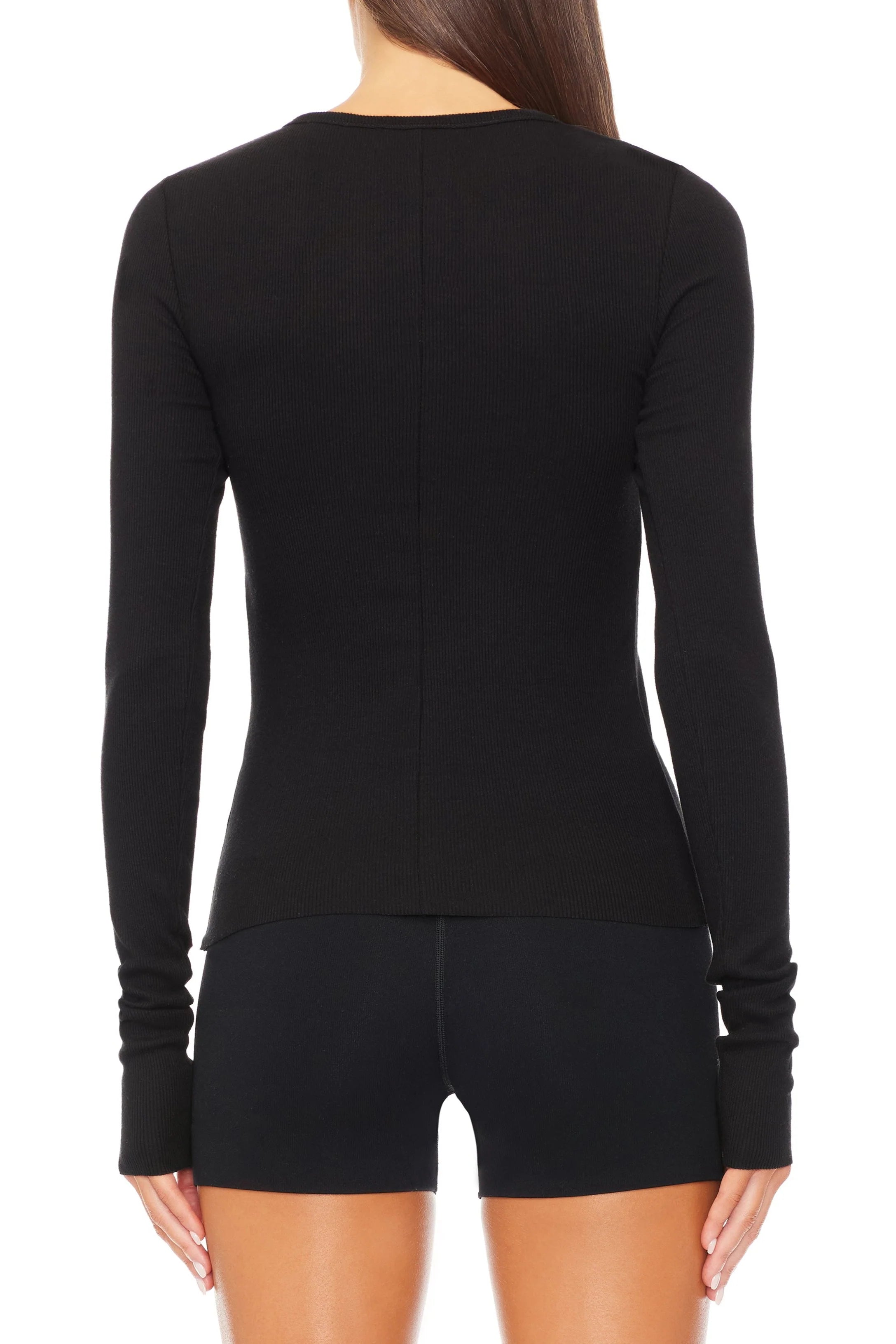 Éterne Long Sleeve Fitted Top in Black Back | Shop Eleanor