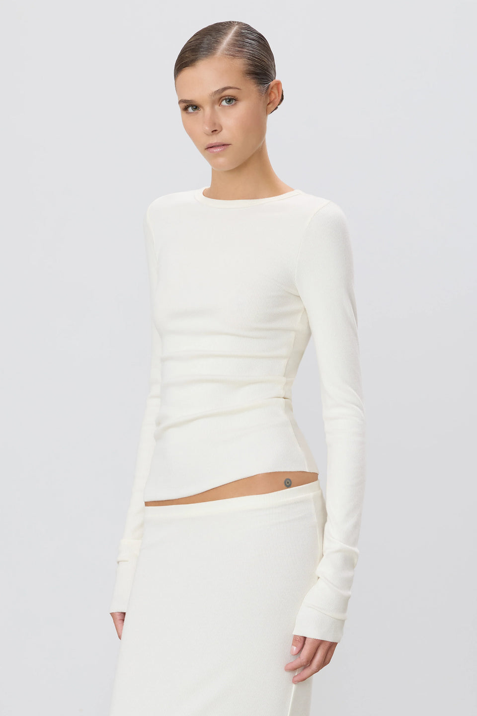 The Éterne Long Sleeve Fitted Top in Cream | Shop Eleanor 