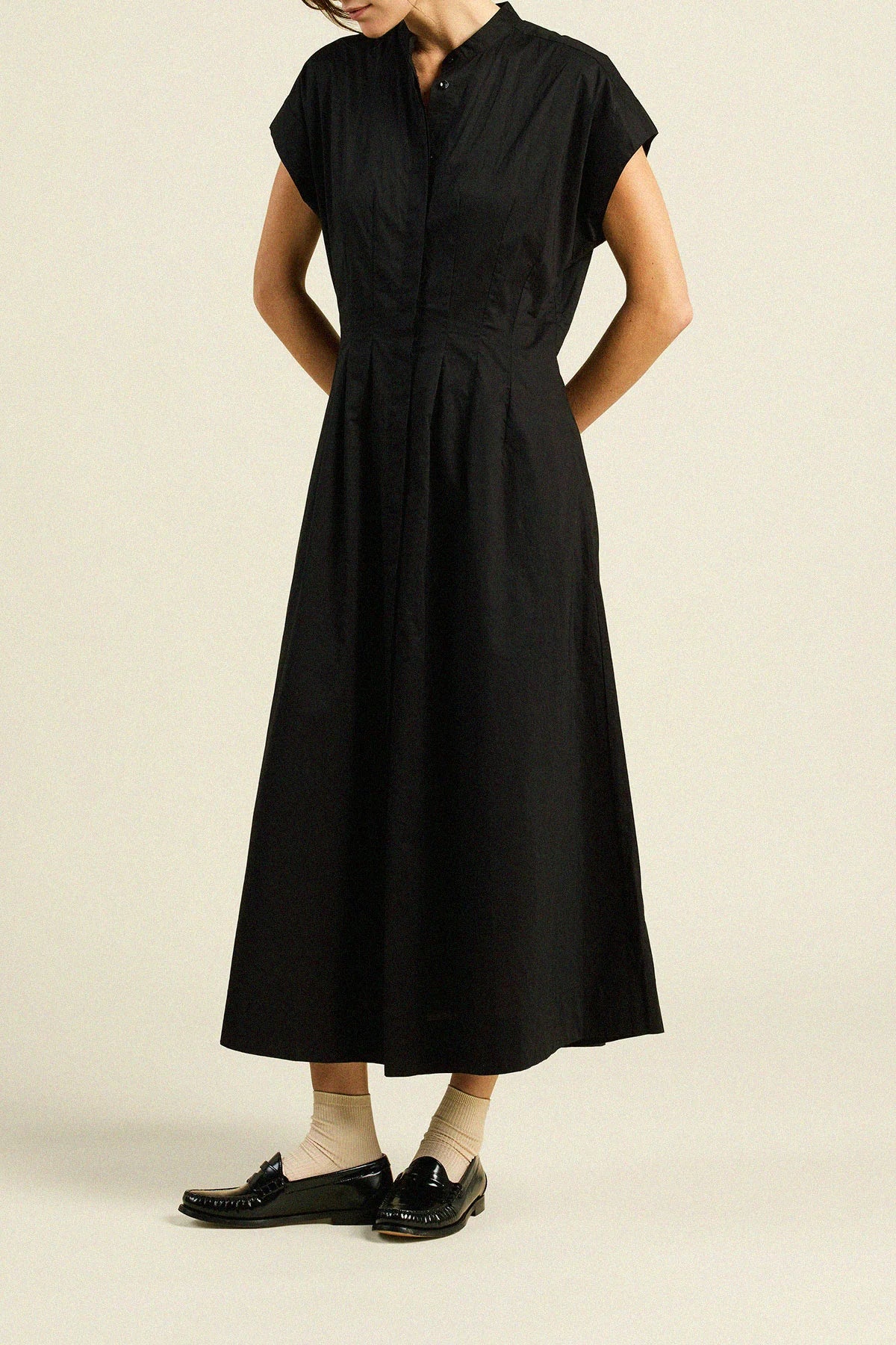 Trovata James Dress with Dolman sleeves and figure flattering waist darts in Black | Shop Eleanor - Women's Designer Clothing in Colorado