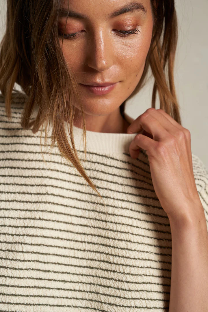 perfectwhitetee Rebecca Sweatshirt in Green Stripe | Shop Eleanor