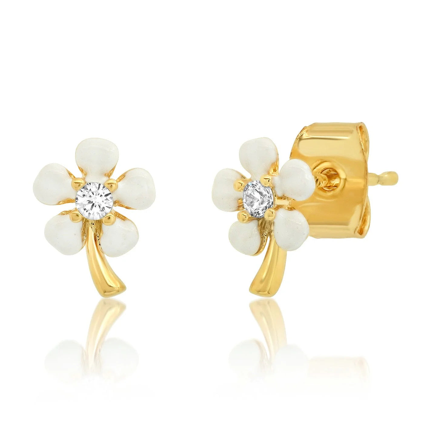 Tai Jewelry White Enamel Flower Stud Earring | Shop Eleanor