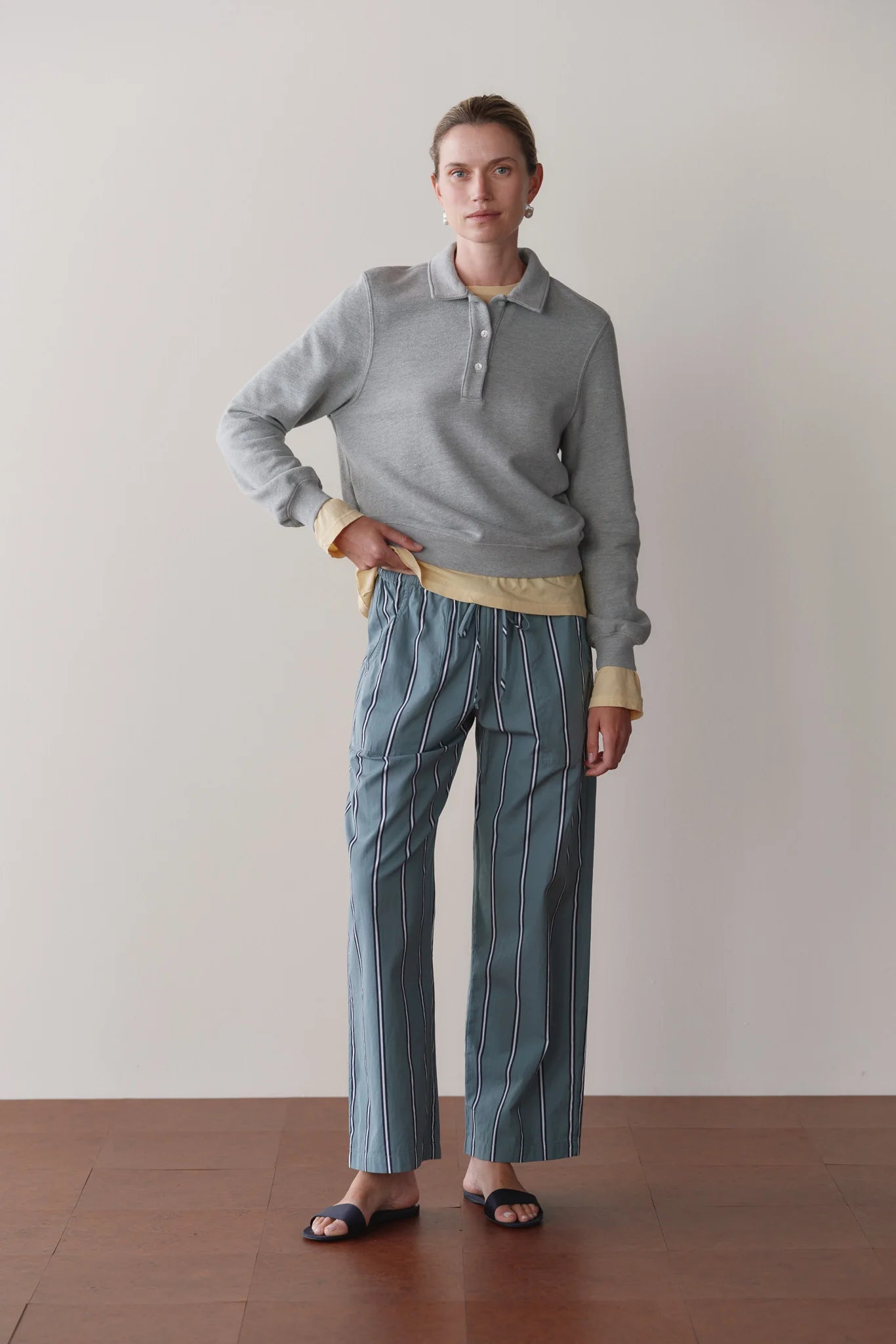 Donni Pop Stripe Pant in Sage Stripes | Shop Eleanor 