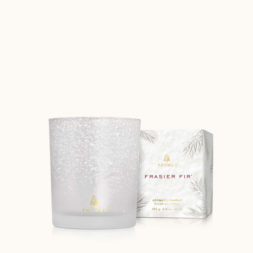 Thymes Silver Flocked Candle 6.5oz | Shop Eleanor