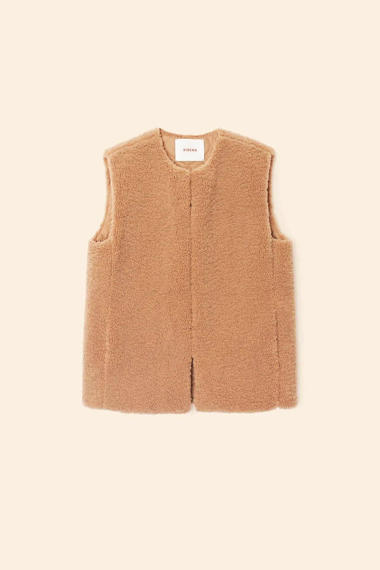 Brown teddy sherpa sleeveless vest - perfect for layering
