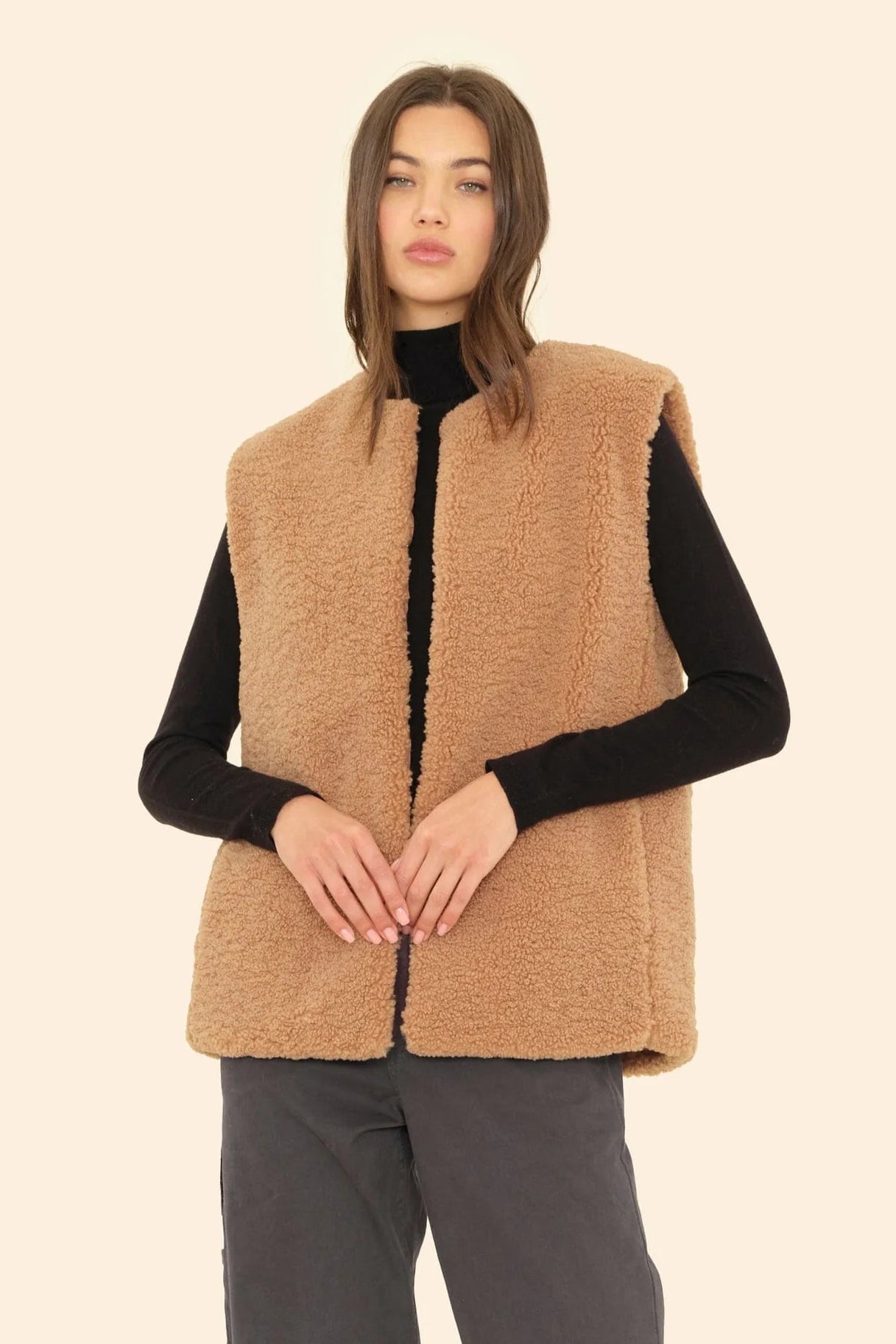 Xírena Teddy Brown Sherpa Thea Vest | Shop Eleanor - Women's Clothing Boutique in Louisville, CO