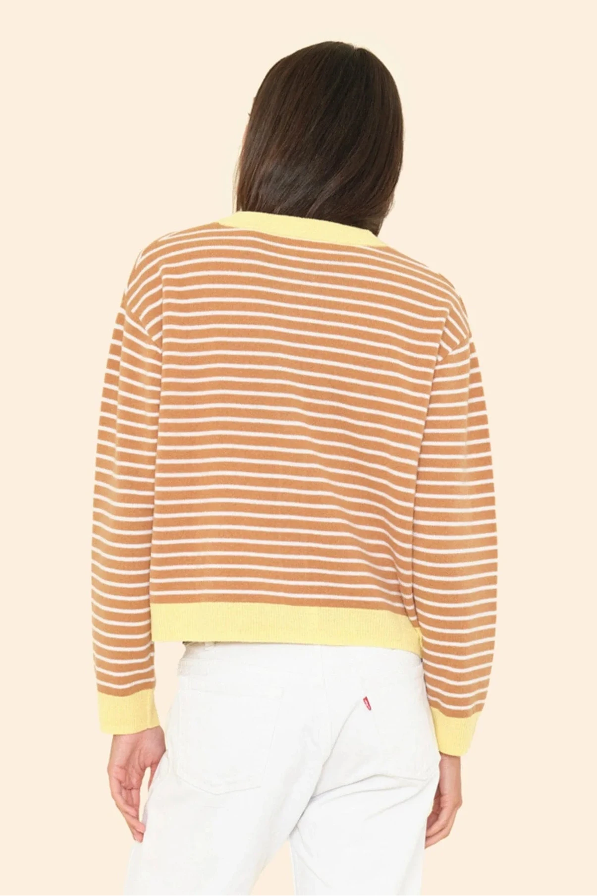 Xirena Lillian Cardigan in Camel Stripe and Yellow Trims | Shop Eleanor - Women's Designer Apparel and Accessories in Louisville, CO