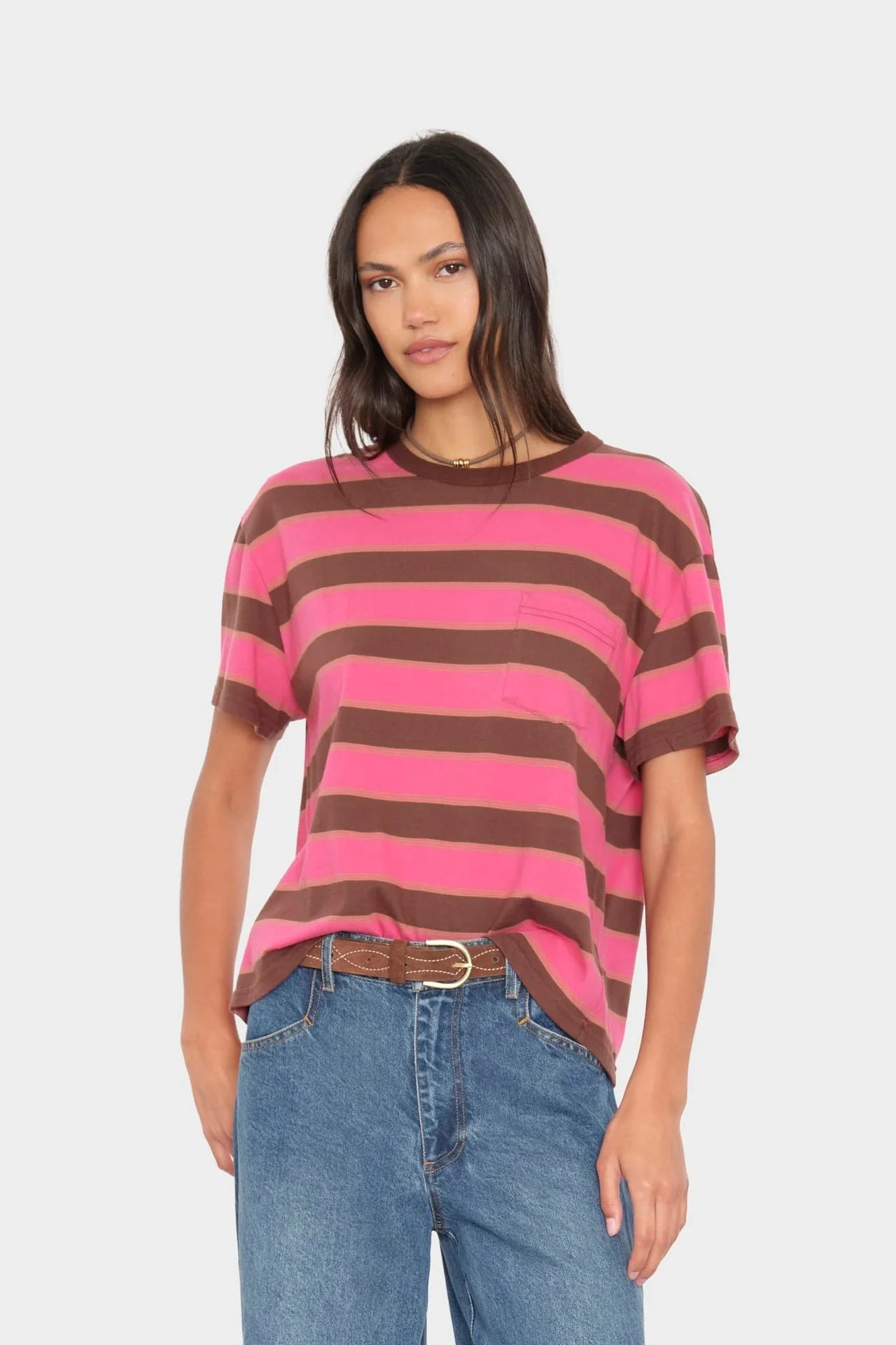 Xiréna Paulina Tee in Cherry Chocolate Stripe | Shop Eleanor